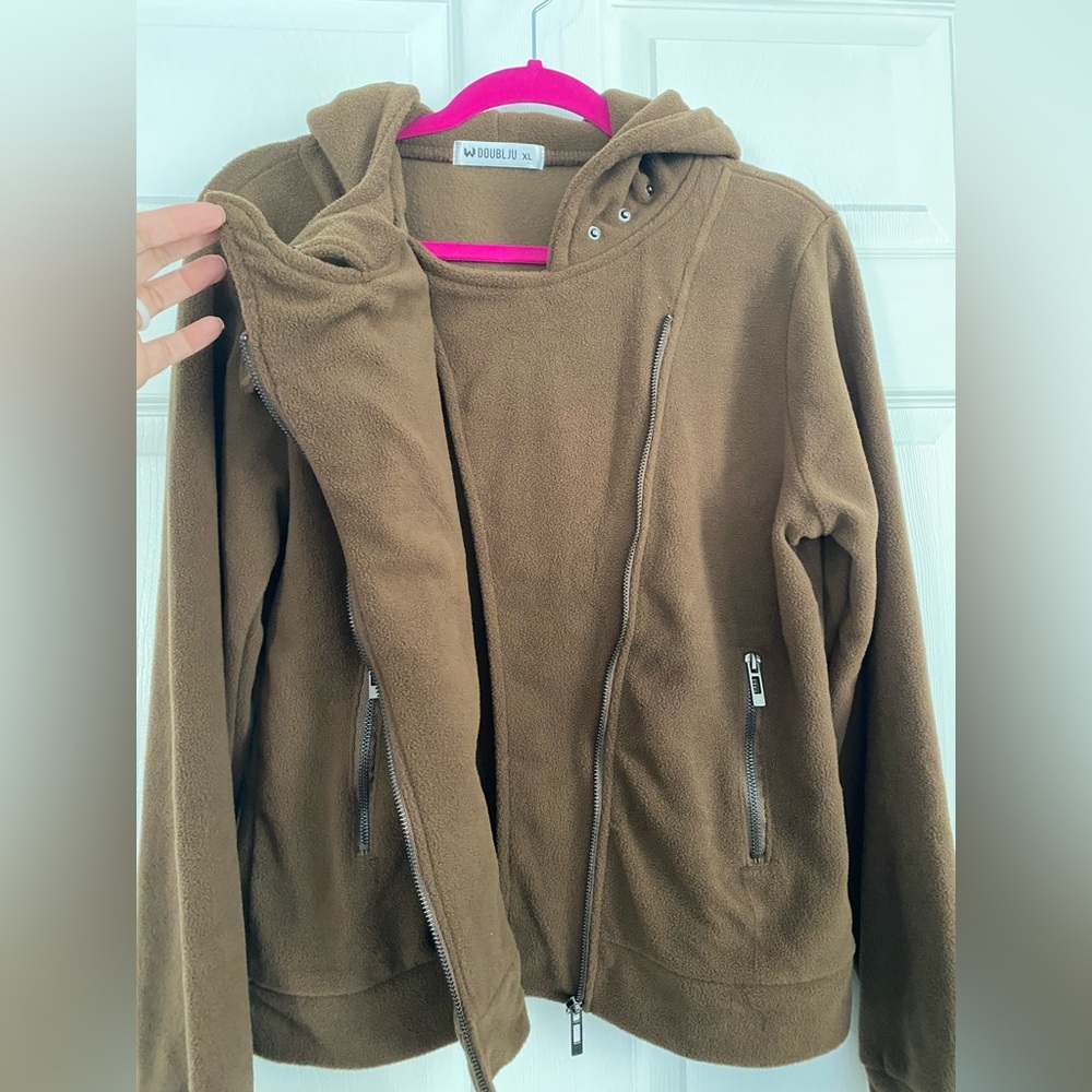 Women’s Brown 100% Soft Polyester Jacket with Hood